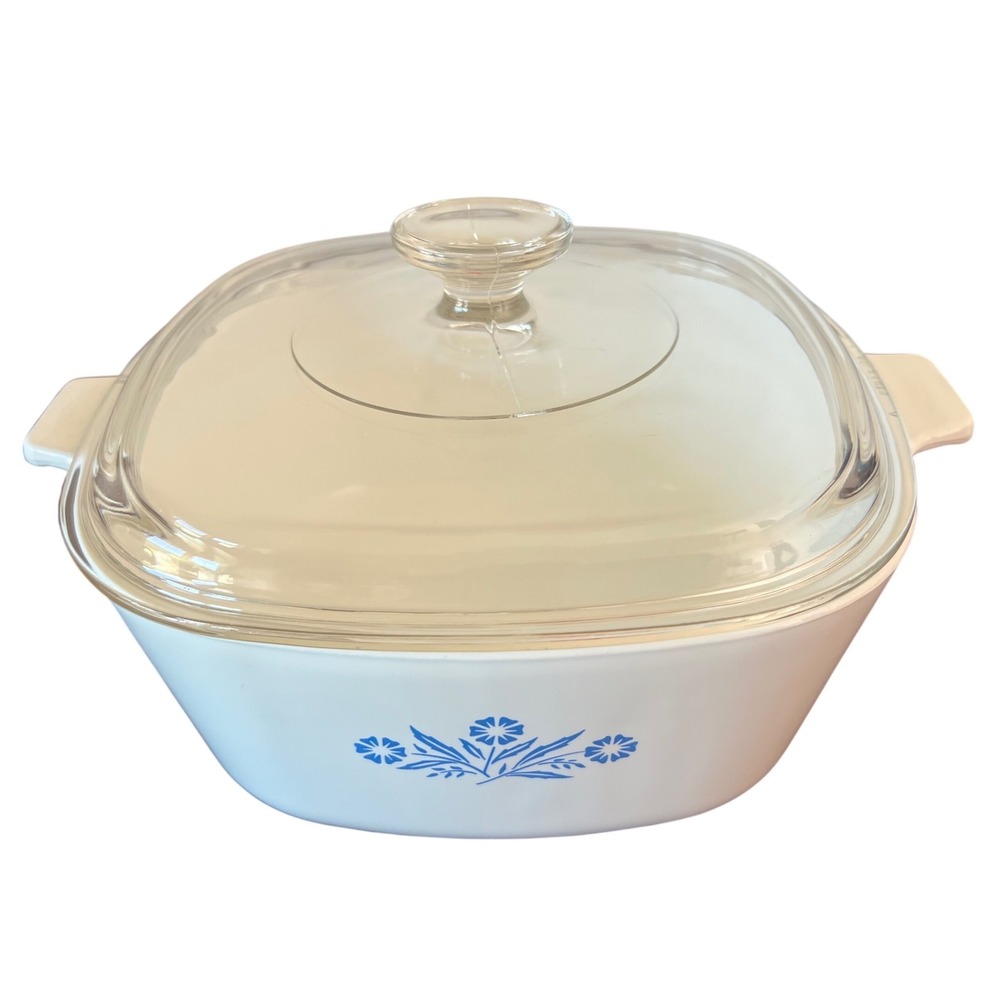 Corning Ware Blue Cornflower 2.5 Qt Casserole Dish P-2 1/2-B with Pyrex Lid